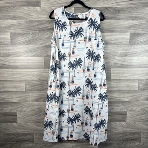 Fairhope Maxi Dress Women Plus Sz 2XL White Sleeveless Beachy Tropical‎ Coastal
